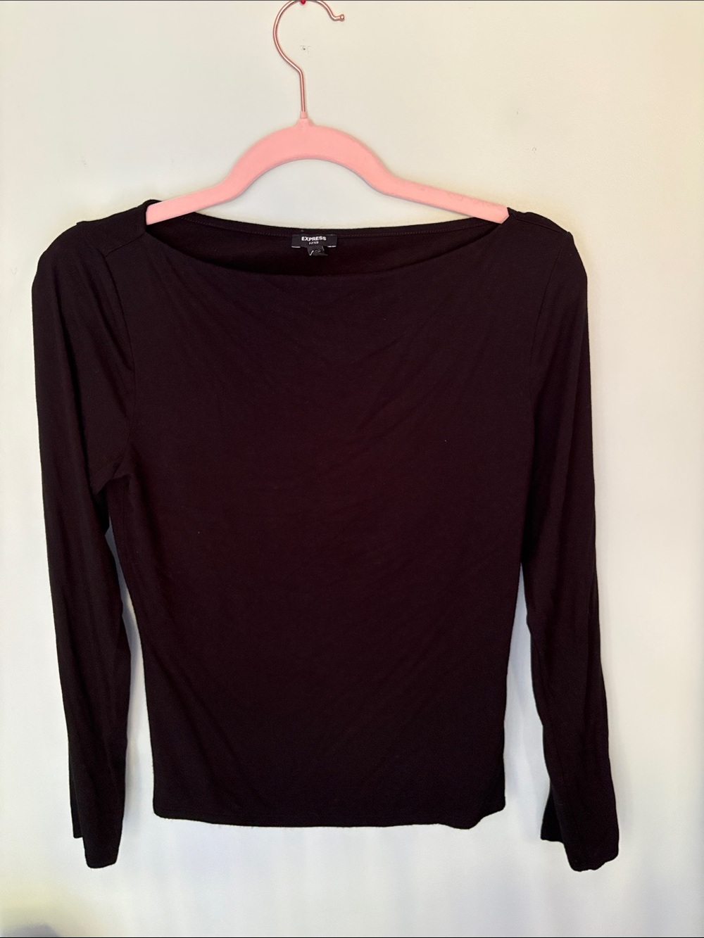 Express Black Long-Sleeve Cowl Neck Top